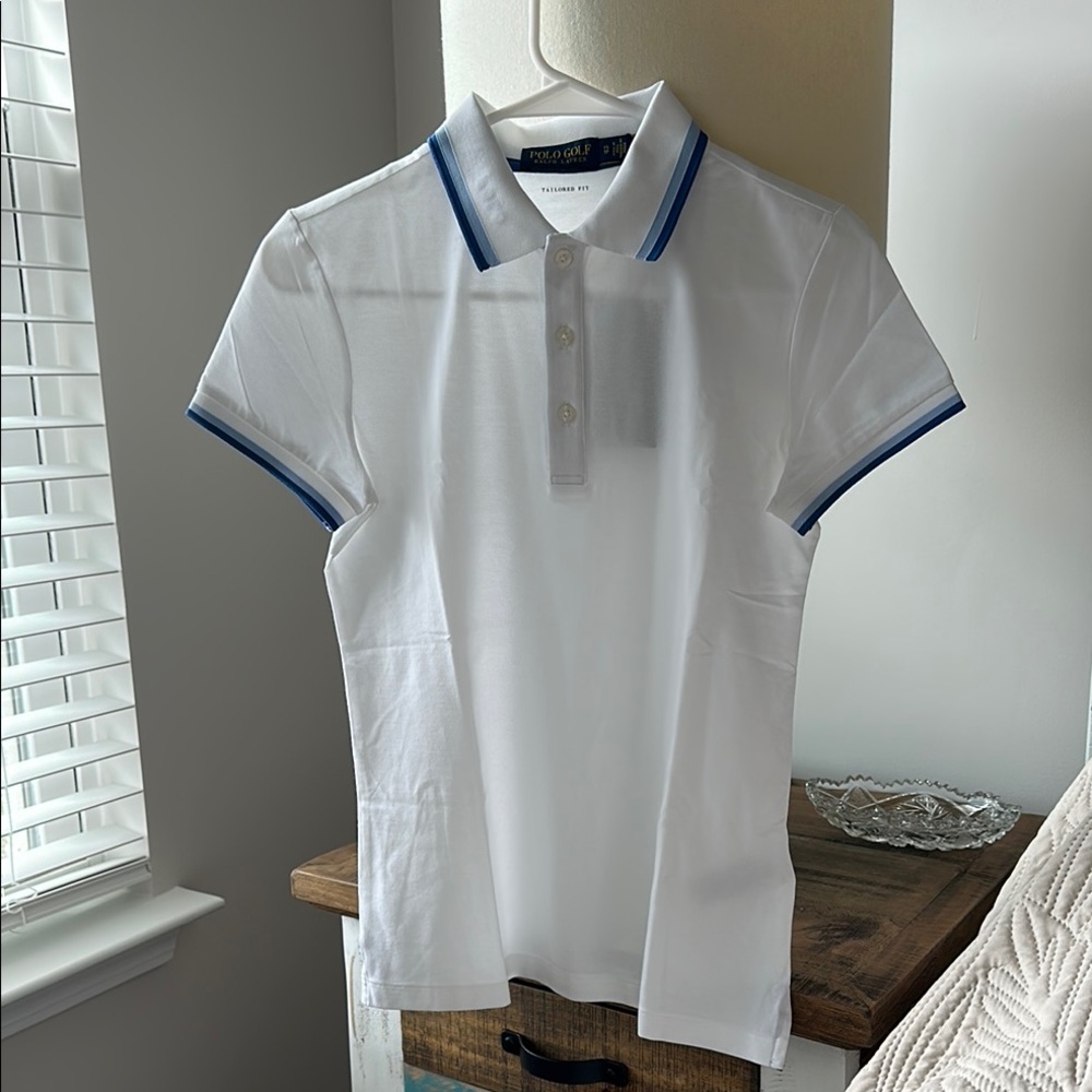 🌐NWT🌐 Polo by Ralph Lauren White and Blue Classic Golf Polo Shirt
